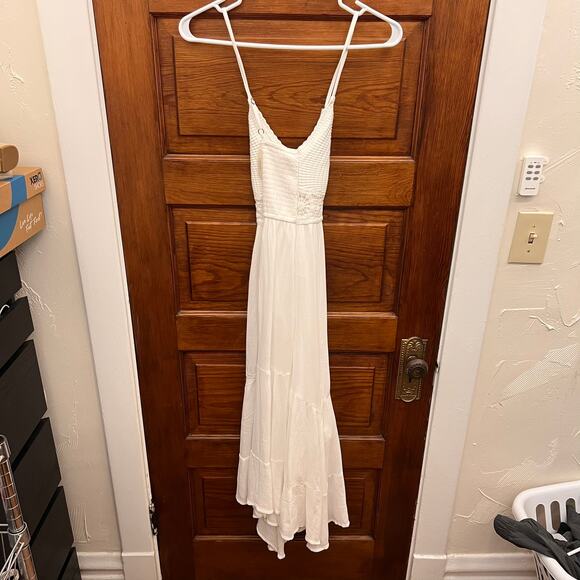 Hollister Mixed Fabric Crochet Style Maxi Dress size XS Cloud White NWT's $70 - Picture 10 of 14